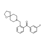 structure of CAS# 898756-04-2, [2-(1,4-Dioxa-8-azaspiro[4.5]dec-8-ylmethyl)phenyl](3-fluorophenyl)methanone;2-[8-(1,4<wbr>-dioxa-8-<wbr>azaspiro[<wbr>4.5]decyl<wbr>)methyl]-<wbr>3'-fluoro<wbr>benzophen<wbr>one