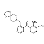 structure of CAS# 898756-07-5, (2,3-Dimethylphenyl)[2-(1,4-dioxa-8-azaspiro[4.5]dec-8-ylmethyl)phenyl]methanone;2,3-dimet<wbr>hyl-2'-[8<wbr>-(1,4-dio<wbr>xa-8-azas<wbr>piro[4.5]<wbr>decyl)met<wbr>hyl]benzo<wbr>phenone