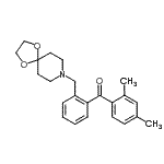 structure of CAS# 898756-09-7, (2,4-Dimethylphenyl)[2-(1,4-dioxa-8-azaspiro[4.5]dec-8-ylmethyl)phenyl]methanone;2,4-dimet<wbr>hyl-2'-[8<wbr>-(1,4-dio<wbr>xa-8-azas<wbr>piro[4.5]<wbr>decyl)met<wbr>hyl]benzo<wbr>phenone