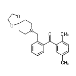 structure of CAS# 898756-10-0, (2,5-Dimethylphenyl)[2-(1,4-dioxa-8-azaspiro[4.5]dec-8-ylmethyl)phenyl]methanone;2,5-dimet<wbr>hyl-2'-[8<wbr>-(1,4-dio<wbr>xa-8-azas<wbr>piro[4.5]<wbr>decyl)met<wbr>hyl]benzo<wbr>phenone