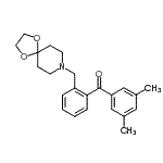 structure of CAS# 898756-15-5, (3,5-Dimethylphenyl)[2-(1,4-dioxa-8-azaspiro[4.5]dec-8-ylmethyl)phenyl]methanone;3',5'-dim<wbr>ethyl-2-[<wbr>8-(1,4-di<wbr>oxa-8-aza<wbr>spiro[4.5<wbr>]decyl)me<wbr>thyl]benz<wbr>ophenone