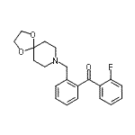 structure of CAS# 898756-24-6, [2-(1,4-Dioxa-8-azaspiro[4.5]dec-8-ylmethyl)phenyl](2-fluorophenyl)methanone;2-[8-(1,4<wbr>-dioxa-8-<wbr>azaspiro[<wbr>4.5]decyl<wbr>)methyl]-<wbr>2'-fluoro<wbr>benzophen<wbr>one