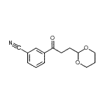 structure of CAS# 898756-70-2, 3-[3-(1,3-Dioxan-2-yl)propanoyl]benzonitrile;3'-cyano-3-(1,3-dioxan-2-yl)propiophenone