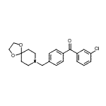 structure of CAS# 898757-80-7, (3-Chlorophenyl)[4-(1,4-dioxa-8-azaspiro[4.5]dec-8-ylmethyl)phenyl]methanone;3-chloro-<wbr>4'-[8-(1,<wbr>4-dioxa-8<wbr>-azaspiro<wbr>[4.5]decy<wbr>l)methyl]<wbr>benozphen<wbr>one