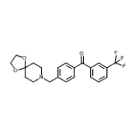 structure of CAS# 898758-12-8, [4-(1,4-Dioxa-8-azaspiro[4.5]dec-8-ylmethyl)phenyl][3-(trifluoromethyl)phenyl]methanone;4'-[8-(1,<wbr>4-dioxa-8<wbr>-azaspiro<wbr>[4.5]decy<wbr>l)methyl]<wbr>-3-triflu<wbr>oromethyl<wbr>benzophen<wbr>one