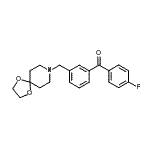structure of CAS# 898761-79-0, [3-(1,4-Dioxa-8-azaspiro[4.5]dec-8-ylmethyl)phenyl](4-fluorophenyl)methanone;3-[8-(1,4<wbr>-dioxa-8-<wbr>azaspiro[<wbr>4.5]decyl<wbr>)methyl]-<wbr>4'-fluoro<wbr>benzophen<wbr>one