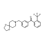 structure of CAS# 898762-03-3, [3-(1,4-Dioxa-8-azaspiro[4.5]dec-8-ylmethyl)phenyl][2-(trifluoromethyl)phenyl]methanone;3'-[8-(1,<wbr>4-dioxa-8<wbr>-azaspiro<wbr>[4.5]decy<wbr>l)methyl]<wbr>-2-triflu<wbr>orobenzop<wbr>henone