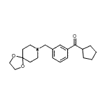structure of CAS# 898762-52-2, Cyclopentyl[3-(1,4-dioxa-8-azaspiro[4.5]dec-8-ylmethyl)phenyl]methanone;cyclopent<wbr>yl 3-[8-(<wbr>1,4-dioxa<wbr>-8-azaspi<wbr>ro[4.5]de<wbr>cyl)methy<wbr>l]phenyl <wbr>ketone