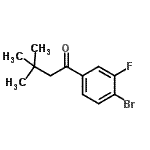 structure of CAS# 898764-62-0, 1-(4-Bromo-3-fluorophenyl)-3,3-dimethyl-1-butanone;4'-Bromo-3,3-dimethyl-3'-fluorobutyrophenone;MFCD07699546