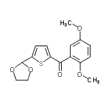 structure of CAS# 898779-04-9, (2,5-Dimethoxyphenyl)[5-(1,3-dioxolan-2-yl)-2-thienyl]methanone;2-(2,5-Dimethoxybenzoyl)-5-(1,3-dioxolan-2-yl)thiophene