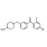structure of CAS# 898789-09-8, (4-Bromo-2-fluorophenyl){3-[(4-methyl-1-piperazinyl)methyl]phenyl}methanone;4-bromo-2-fluoro-3'-(4-methylpiperazinomethyl) benzophenone