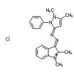 CAS#: 89923-55-7， (3E)-3-[(2E)-(1,5-Dimethyl-2-phenyl-1,2-dihydro-3H-pyrazol-3-ylidene)hydrazono]-1,2-dimethyl-3H-indolium chloride