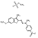 CAS#: 89923-57-9， 6-Methoxy-3-methyl-2-[(1E)-3-methyl-3-(4-nitrophenyl)-1-triazen-1-yl]-1,3-benzothiazol-3-ium methyl sulfate