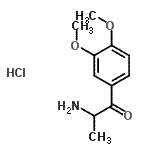 structure of CAS# 90253-98-8, 2-Amino-1-(3,4-dimethoxyphenyl)-1-propanone hydrochloride (1:1);2-amino-1-(3,4-dimethoxyphenyl)propan-1-one hydrochloride;2-Amino-3',4'-dimethoxypropiophenone Hydrochloride