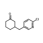 structure of CAS# 909421-71-2, 3-[(6-Chloro-3-pyridinyl)methyl]cyclohexanone;2-Chloro-5-[(3-oxocyclohexyl)methyl]pyridine;MFCD03841031
