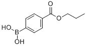 structure of CAS# 91062-38-3, 4-Borono-Benzoic Acid 1-Propyl Ester;(4-N-Propoxycarbonyl)Benzeneboronic Acid, 97%;4-(Propoxycarbonyl)Benzeneboronic Acid 97%;(4-PROPOXYCARBONYL)BENZENEBORONIC ACID