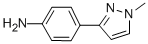 structure of CAS# 916766-82-0, 4-(1-Methyl-1H-Pyrazol-3-Yl)-Benzenamine;4-(1-Methyl-1H-Pyrazol-3-Yl)-Phenylamine;4-(1-Methyl-1H-Pyrazol-3-Yl)Aniline 97%;1-Methyl-3-(4-Aminophenyl)-1H-Pyrazole