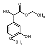 structure of CAS# 91971-78-7, Ethyl hydroxy(3-hydroxy-4-methoxyphenyl)acetate;3-Hydroxy-4-methoxy-mandelic acid-ethyl ester;Ethyl 3-hydroxy-4-methoxy-mandelate;Ethyl hydroxy-(3-hydroxy-4-methoxy-phenyl)-acetate