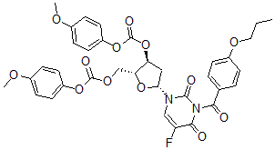CAS#: 93057-16-0， 2'-Deoxy-3',5'-bis-O-(4-methoxyphenoxy carbonyl)-5-fluoro-3-(4-n-propoxybenzoyl)uridine