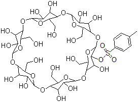 structure of CAS# 93184-10-2, Mono-2-O-(P-Toluenesulfonyl)-alpha-Cyclodextrin;Mono-2-O-(p-toluenesulfonyl)-α-cyclodextrin