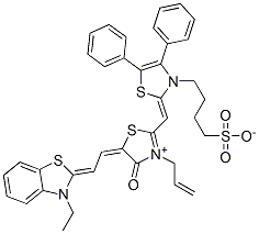 CAS#: 93857-84-2， 3-Allyl-2-[[4,5-Diphenyl-3-(4-Sulphonatobutyl)Thiazol-2(3H)-Ylidene]Methyl]-5-[(3-Ethylbenzothiazol-2(3H)-Ylidene)Ethylidene]-4-Oxothiazolium
