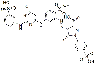 CAS#: 93858-25-4， 4-[[5-[[4-Chloro-6-[(3-Sulphophenyl)Amino]-1,3,5-Triazin-2-Yl]Amino]-2-Sulphophenyl]Azo]-4,5-Dihydro-5-Oxo-1-(4-Sulphophenyl)-1H-Pyrazole-3-Carboxylic Acid