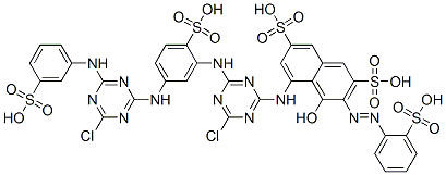 CAS#: 93942-65-5， 5-[[4-Chloro-6-[[5-[[4-Chloro-6-[(3-Sulphophenyl)Amino]-1,3,5-Triazin-2-Yl]Amino]-2-Sulphophenyl]Amino]-1,3,5-Triazin-2-Yl]Amino]-4-Hydroxy-3-[(2-Sulphophenyl)Azo]Naphthalene-2,7-Disulphonic Acid