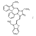 CAS#: 93964-28-4， 3-Ethyl-2-({1-ethyl-4-[2-(3-ethyl-1,3-benzoselenazol-2(3H)-ylidene)ethylidene]-5-oxo-3-phenyl-2-imidazolidinylidene}methyl)-1,3-benzoselenazol-3-ium iodide