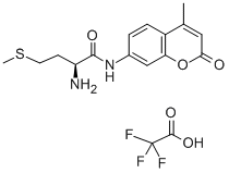 structure of CAS# 94367-35-8, N-(4-Methyl-2-oxo-2H-chromen-7-yl)-L-methioninamide trifluoroacetate (1:1);L-METHIONINE 7-AMIDO-4-METHYLCOUMARIN, TRIFLUOROACETATE SALT;L-METHIONINE 4-METHYL-7-COUMARINYLAMIDE TRIFLUOROACETATE;L-METHIONINE 4-METHYLUMBELLIFERYLAMIDE TRIFLUOROACETATE