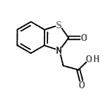 structure of CAS# 945-03-9, (2-Oxo-1,3-benzothiazol-3(2H)-yl)acetic acid;(2-Oxo-benzothiazol-3-yl)-acetic acid;2-(2-oxo-3-hydrobenzothiazol-3-yl)acetic acid;MFCD00796503