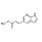 structure of CAS# 945029-05-0, Methyl (2E)-3-(1H-pyrrolo[2,3-b]pyridin-5-yl)acrylate;2-Propeno<wbr>ic acid,3<wbr>-(1H-pyrr<wbr>olo[2,3-b<wbr>]pyridin-<wbr>5-yl)-,me<wbr>thyl ester;3-(1H-Pyrrolo[2,3-b]pyridin-5-yl)-acrylic acid methyl ester;3-(1H-Pyrrolo[2,3-b]pyridin-5-yl)-acrylic acidmethyl ester