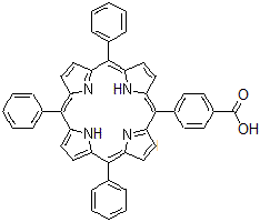 structure of CAS# 95051-10-8, 4-(10,15,20-Triphenyl-5-porphyrinyl)benzoic acid;5-(4-Carboxyphenyl)-10,15,20-triphenyl-21H,23H-porphine;5-(4'-carboxyphenyl)-10,15,20-triphenylporphyrin;5-(4-carboxyphenyl)-10,15,20-triphenyl-porphyrin