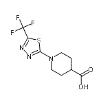 structure of CAS# 950603-35-7, 1-[5-(Trifluoromethyl)-1,3,4-thiadiazol-2-yl]-4-piperidinecarboxylic acid;1-[5-(Tri<wbr>fluoromet<wbr>hyl)-1,3,<wbr>4-thiadia<wbr>zol-2-yl]<wbr>piperidin<wbr>e-4-carbo<wbr>xylic acid
