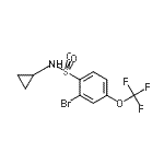 structure of CAS# 957062-79-2, 2-Bromo-N-cyclopropyl-4-(trifluoromethoxy)benzenesulfonamide;2-Bromo-N-cyclopropyl-4-(trifluoromethoxy)benzenesulfonamide;2-Bromo-N<wbr>-cyclopro<wbr>pyl-4-(tr<wbr>ifluorome<wbr>thoxy)ben<wbr>zenesulph<wbr>onamide;MFCD09878380