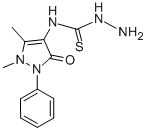 structure of CAS# 96447-49-3, N-(1,5-Dimethyl-3-Oxo-2-Phenyl-2,3-Dihydro-1H-Pyrazol-4-Yl)Hydrazinecarbothioamide;3-Amino-1-(1,5-Dimethyl-3-Oxo-2-Phenyl-Pyrazol-4-Yl)Thiourea;3-Amino-1-(1,5-Dimethyl-3-Oxo-2-Phenyl-4-Pyrazolyl)Thiourea;3-Amino-1-(3-Keto-1,5-Dimethyl-2-Phenyl-Pyrazol-4-Yl)Thiourea