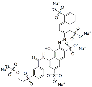 CAS#: 97043-71-5， Pentasodium 2-[[1-Hydroxy-3,6-Disulphonato-8-[[3-[[2-(Sulphonatooxy)Ethyl]Sulphonyl]Benzoyl]Amino]-2-Naphthyl]Azo]Naphthalene-1,5-Disulphonate
