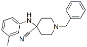 structure of CAS# 972-18-9, 1-Benzyl-4-(m-toluidino)piperidine-4-carbonitrile;4-[(3-Methylphenyl)Amino]-1-(Phenylmethyl)-4-Piperidinecarbonitrile;1-(Benzyl)-4-[(3-Methylphenyl)Amino]Isonipecotonitrile;1-Benzyl-4-(M-Toluidino)Piperidine-4-Carbonitrile