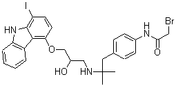 CAS#: 97458-57-6， 2-Bromo-N-[4-[2-[[2-Hydroxy-3-[[1-(Iodo-125I)-9H-Carbazol-4-Yl]Oxy]Propyl]Amino]-2-Methylpropyl]Phenyl]-Acetamide