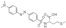structure of CAS# 97684-99-6, N-[(4-{(E)-[4-(Dimethylamino)phenyl]diazenyl}phenyl)sulfonyl]-L-methionine;Dabsyl-L-methionine