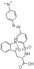 structure of CAS# 97685-00-2, N-[(4-{(E)-[4-(Dimethylamino)phenyl]diazenyl}phenyl)sulfonyl]-L-tryptophan;Dabsyl-L-tryptophan