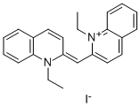 structure of CAS# 977-96-8, 1-Ethyl-2-[(1-Ethyl-2(1H)-Quinolinylidene)Methyl]-Quinolinium Iodide (1:1);1-Ethyl-2-[(E)-(1-Ethylquinolin-2-Ylidene)Methyl]Quinolin-1-Ium Iodide;1-Ethyl-2-[(E)-(1-Ethyl-2-Quinolylidene)Methyl]Quinolin-1-Ium Iodide;1-Ethyl-2-[(1-Ethyl-2-Quinolylidene)Methyl]Quinolin-1-Ium Iodide