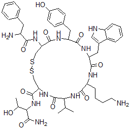 CAS#: 99660-13-6， Phe-cyclo(cys-tyr-trp-lys-val-cys)thr-NH2