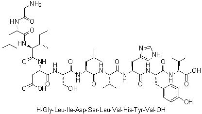 Glycyl-L-leucyl-L-isoleucyl-L-alpha-aspartyl-L-seryl-L-leucyl-L-valyl-L-histidyl-L-tyrosyl-L-valine molecular structure (CAS 1000283-37-3)