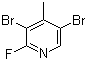 结构式 CAS# 1000340-01-1, 3,5-二溴-2-氟-4-甲基吡啶