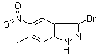 structure of CAS# 1000343-58-7, 3-Bromo-6-methyl-5-nitro-1H-indazole