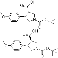结构式 CAS# 1000415-75-7, N-Boc-反式-4-(4-甲氧基苯基)吡咯烷-3-羧酸