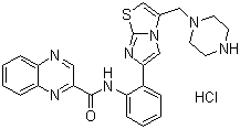 结构式 CAS# 1001645-58-4, SRT 1720; N-[2-[3-(1-哌嗪甲基)咪唑并[2,1-b]噻唑-6-基]苯基]-2-喹喔啉甲酰胺盐酸盐