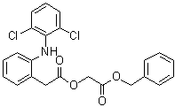 structure of CAS# 100499-89-6, Aceclofenac benzyl ester;2-[(2,6-Dichlorophenyl)amino]benzeneacetic acid 2-oxo-2-(phenylmethoxy)ethyl ester