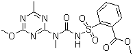 structure of CAS# 101200-48-0, Tribenuron methyl;Tribenuronmethyl; Methyl 2-[[[[N-(4-methoxy-6-methyl-1,3,5-triazin-2-yl)methylamino]carbonyl]amino]sulfonyl] benzoate