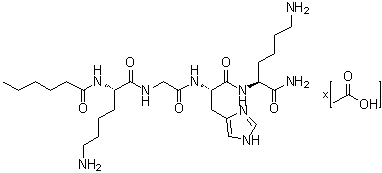 N2-(1-Oxohexyl)-L-lysylglycyl-L-histidyl-L-lysinamide acetate (1:?) molecular structure (CAS 1012317-71-3)
